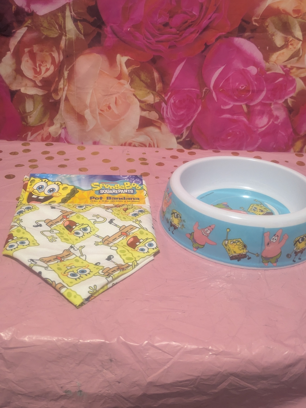 SpongeBob SquarePants Kids Pet Bandana and Bowl Set - Yellow & Blue